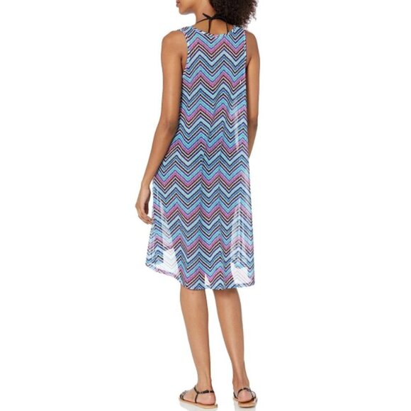 Profile by Gottex 'Tempo' Chevron-Mesh Swimsuit Cover-Up Dress, Multicolor - Picture 2 of 2